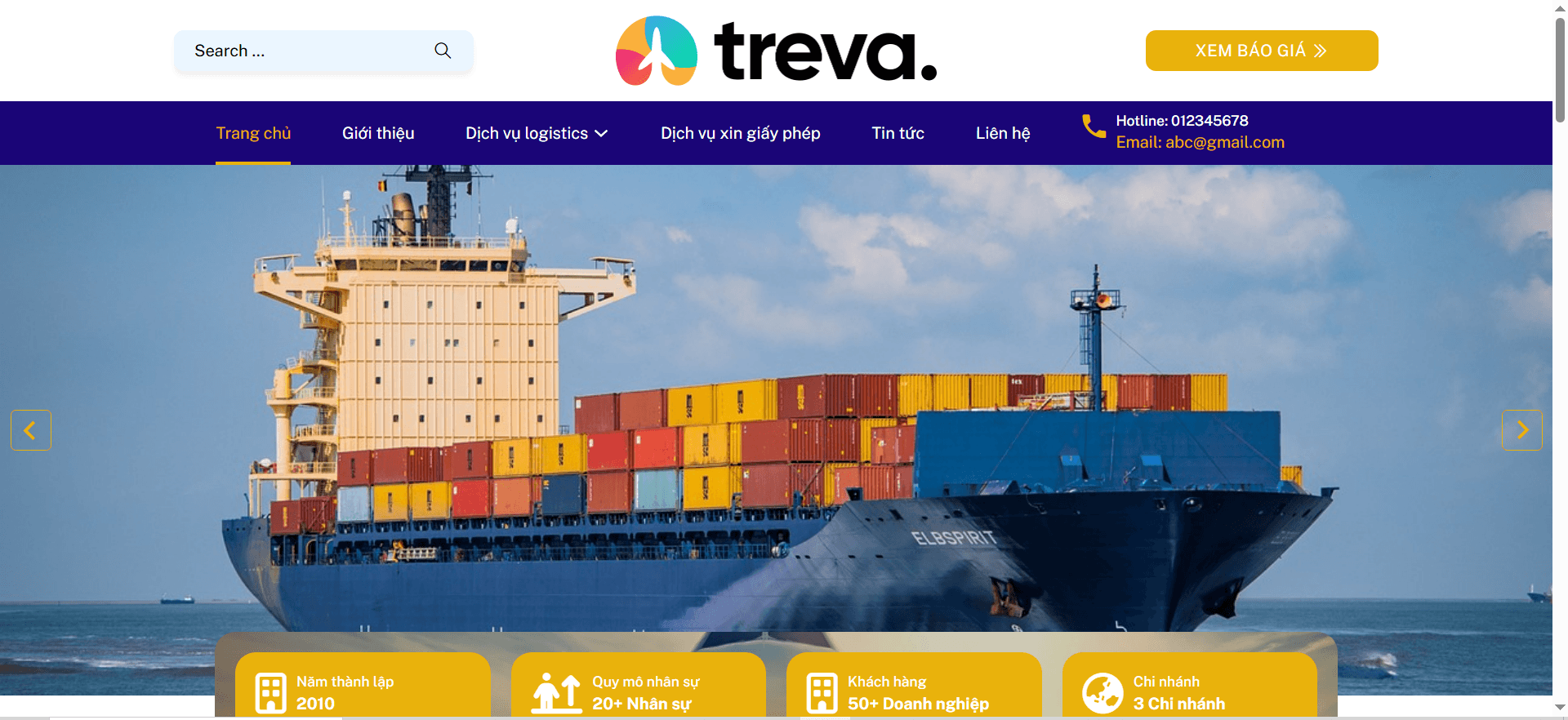 Mẫu Website Vận chuyển hàng hải