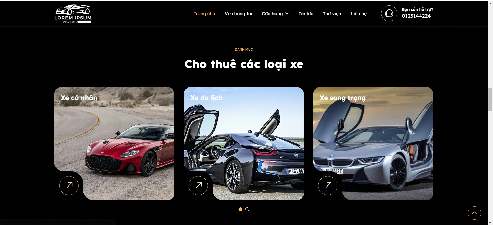 Mẫu Website Cửa hàng cho thuê Ô tô