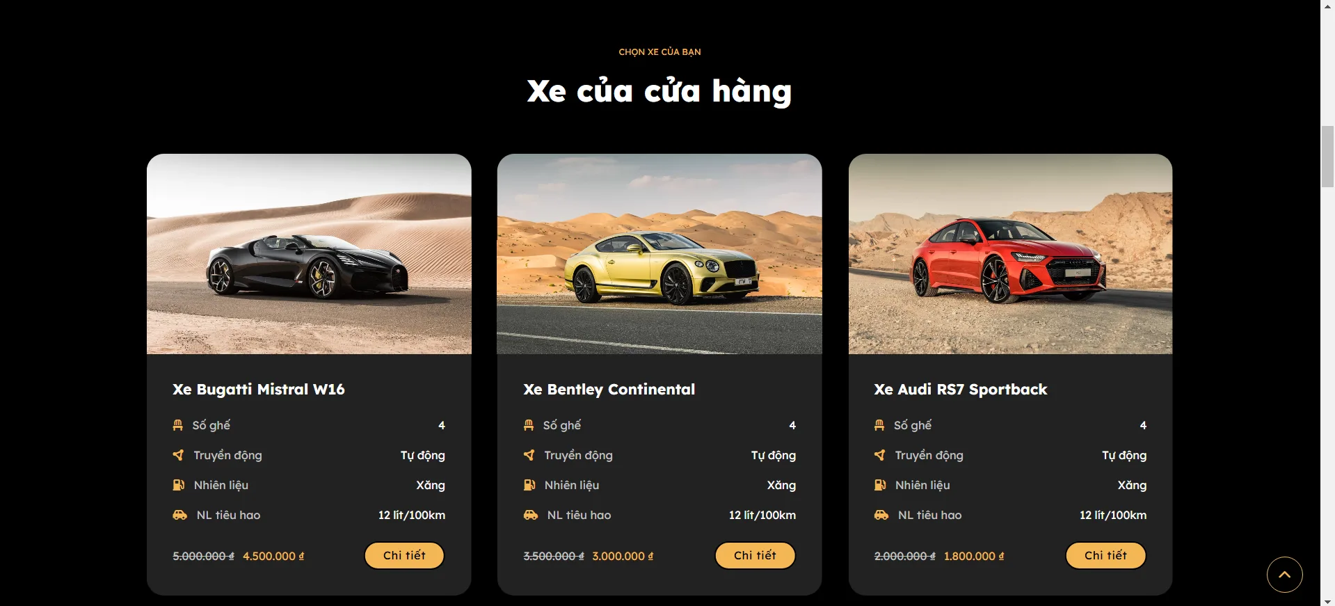 Mẫu Website Cửa hàng cho thuê Ô tô