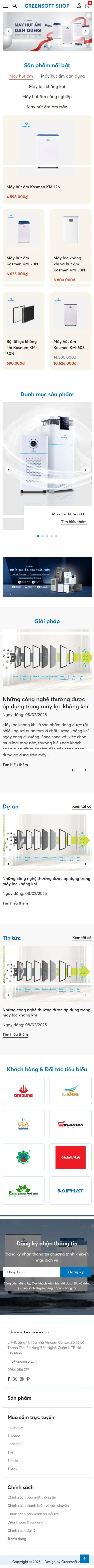 Mẫu Website Bán máy lọc không khí