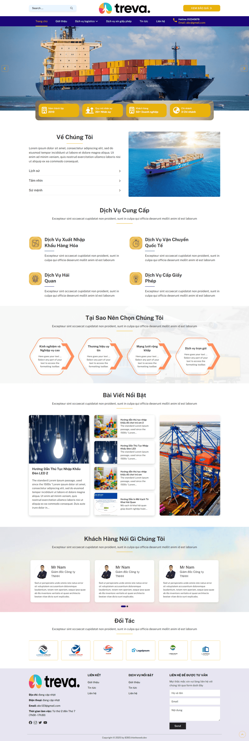 Mẫu Website Vận chuyển hàng hải 