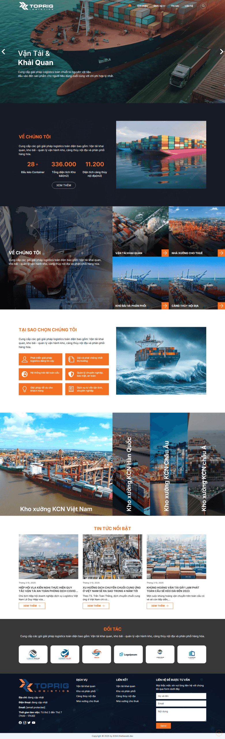 Mẫu Website Vận tải hải quan