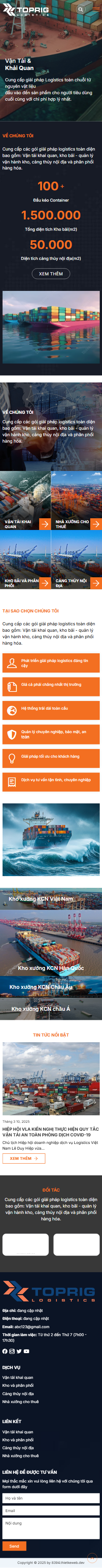 Mẫu Website Vận tải hải quan