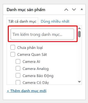 Ô tìm kiếm danh mục WordPress