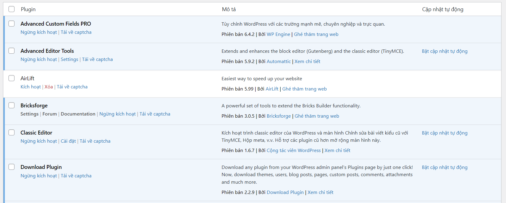 Ẩn plugin khỏi danh sách