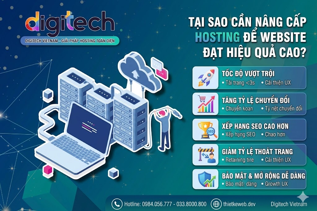Giải pháp nâng cấp hosting chuyên nghiệp cho website giúp tăng tốc độ và bảo mật
