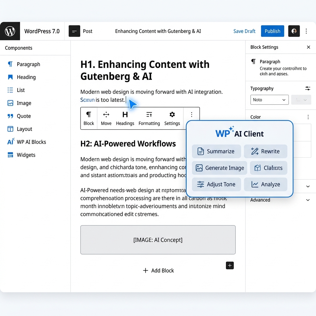Giao diện Gutenberg với WP AI Client tích hợp sẵn