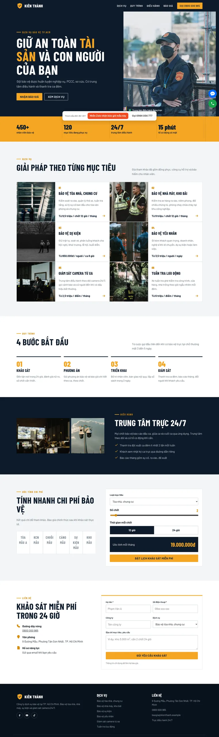 Mẫu website Mẫu website công ty dịch vụ bảo vệ Bảo Vệ Kiên Thành
