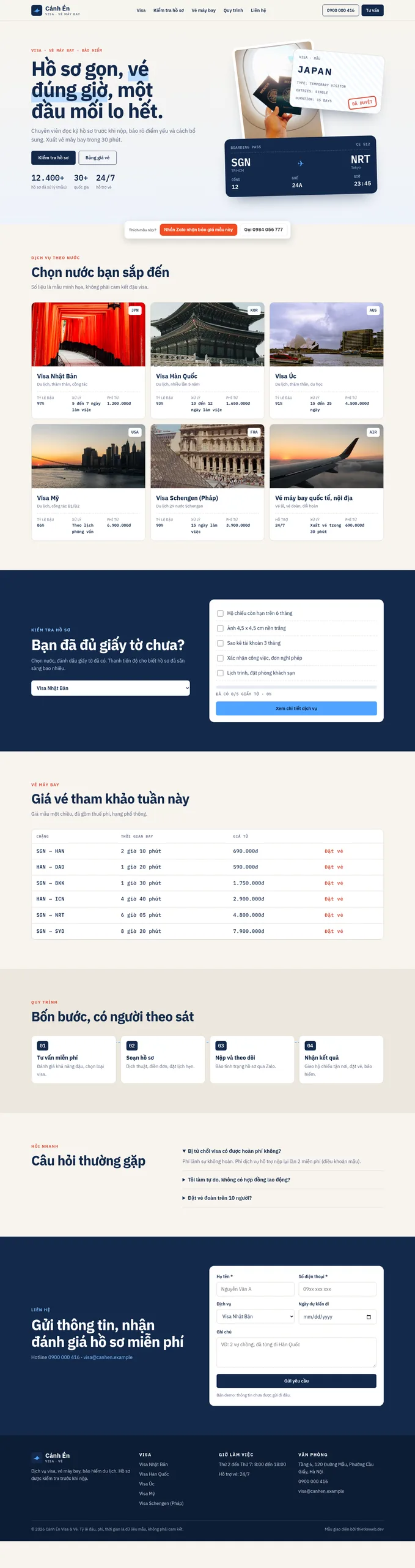 Mẫu website dịch vụ visa vé máy bay Cánh Én