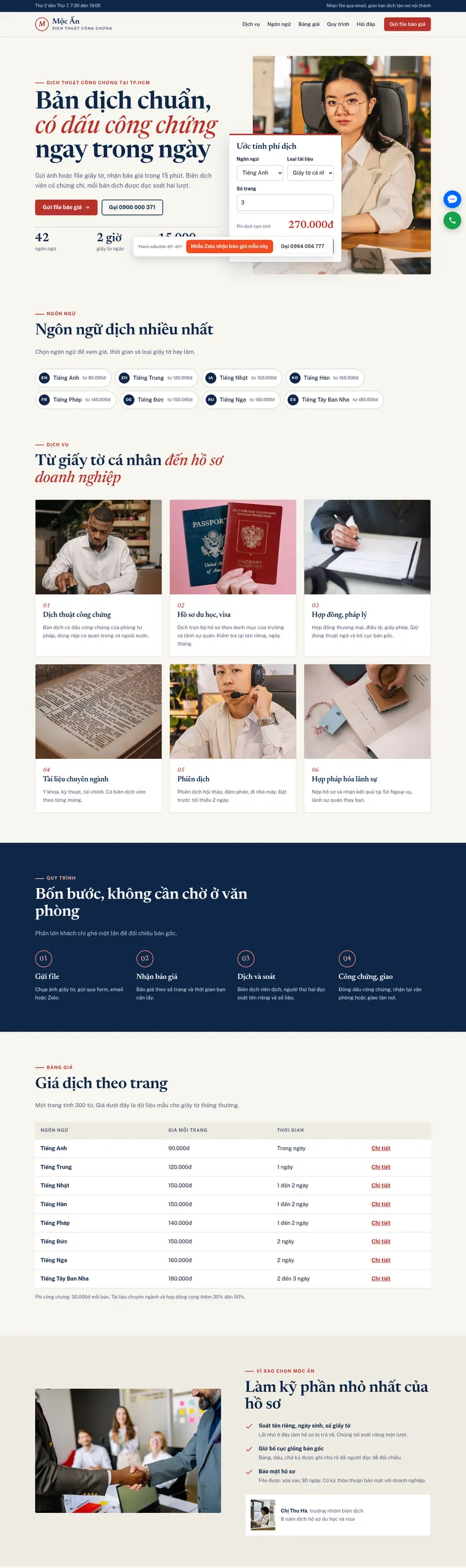 Mẫu website dịch thuật công chứng Dịch Thuật Mộc Ấn