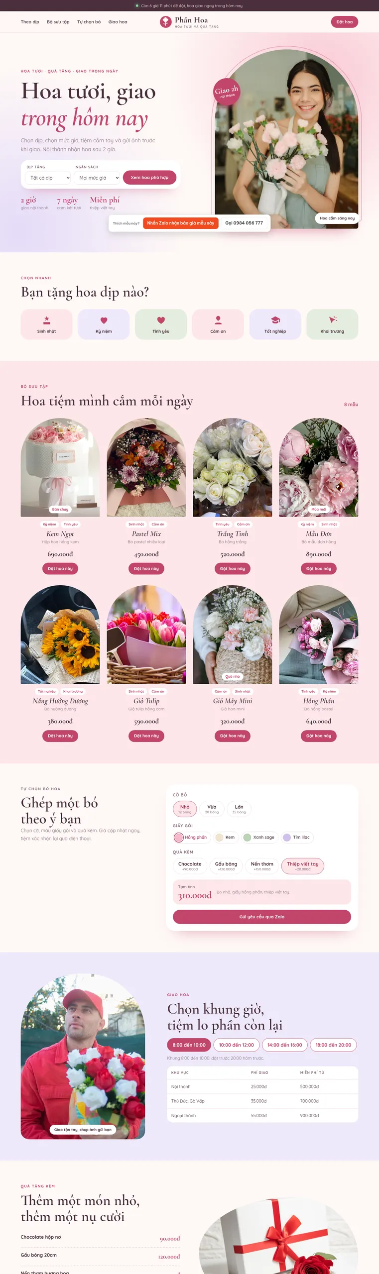 Mẫu website hoa tươi Phấn Hoa