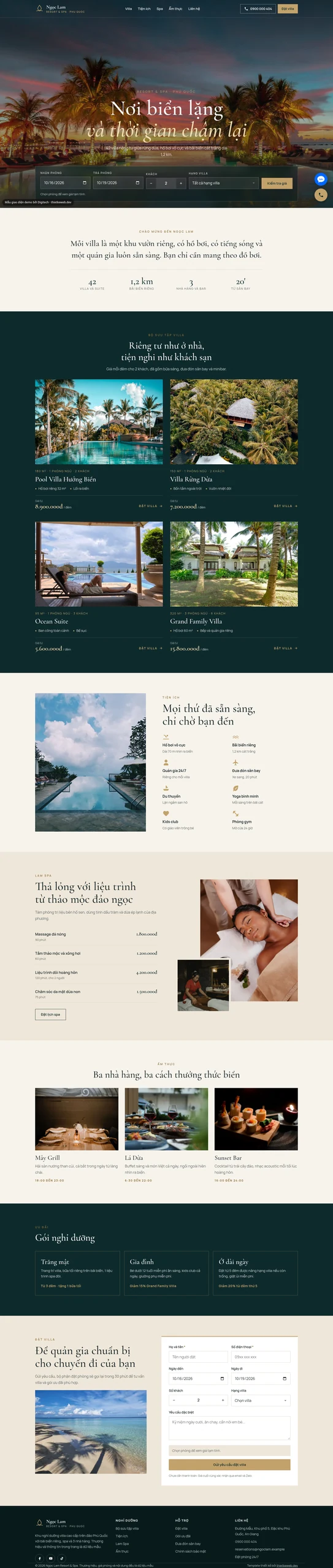 Mẫu website resort Ngọc Lam