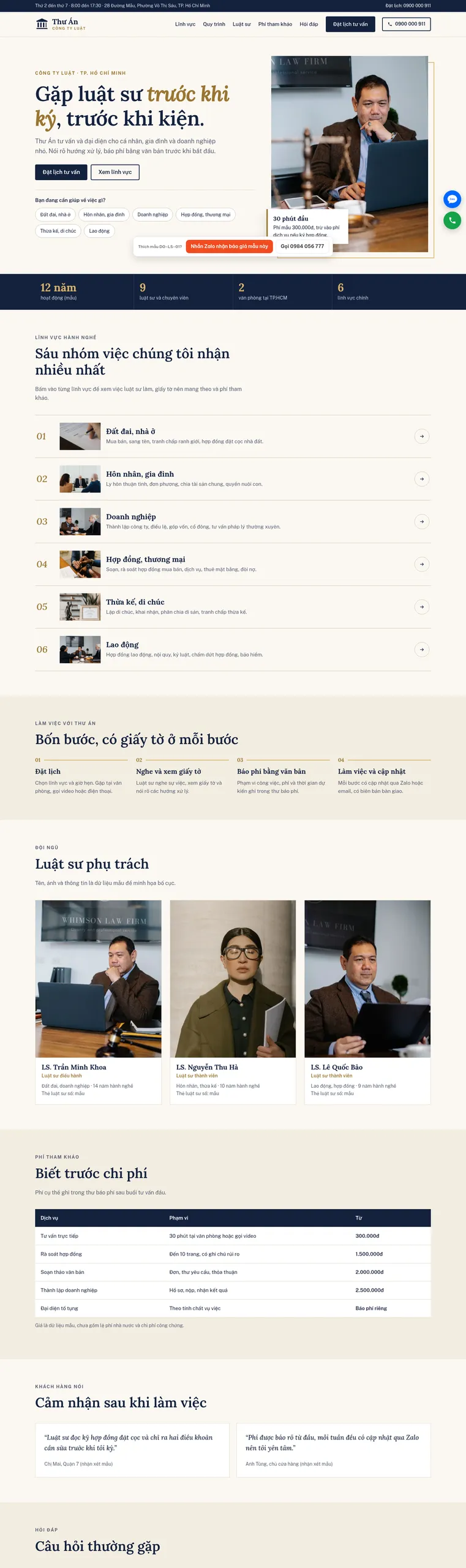 Mẫu website công ty luật Công ty Luật Thư Án