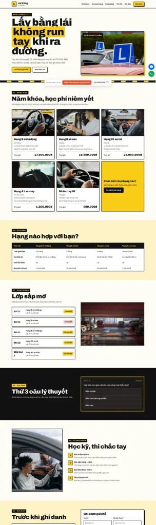 Mẫu website Mẫu website trung tâm đào tạo lái xe Lái Vững Academy