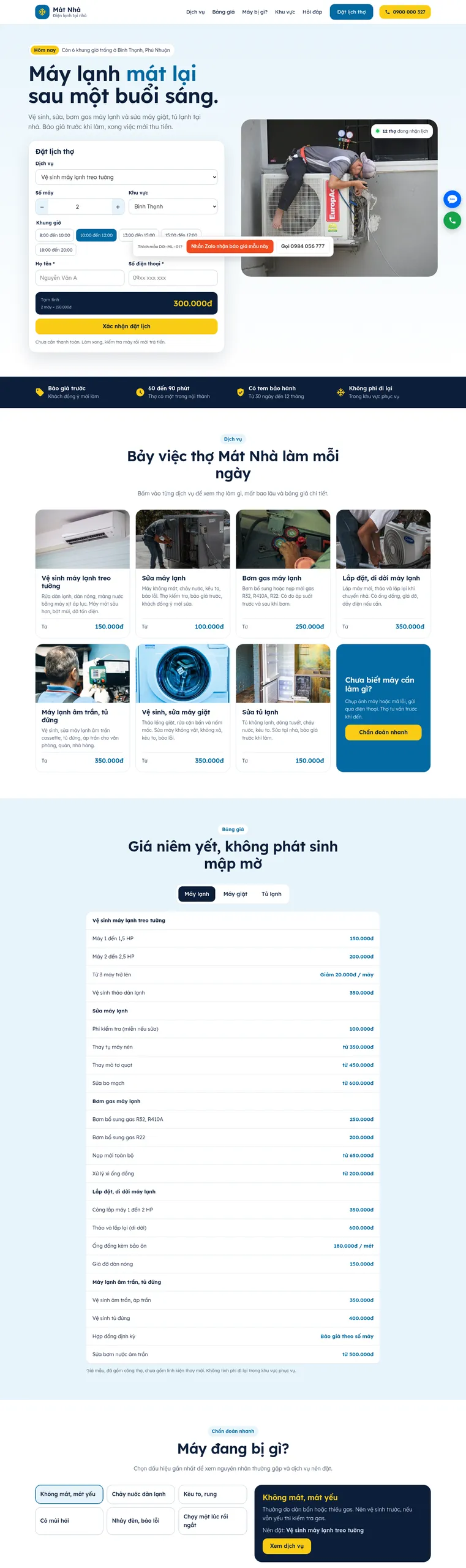 Mẫu website sửa máy lạnh Điện Lạnh Mát Nhà