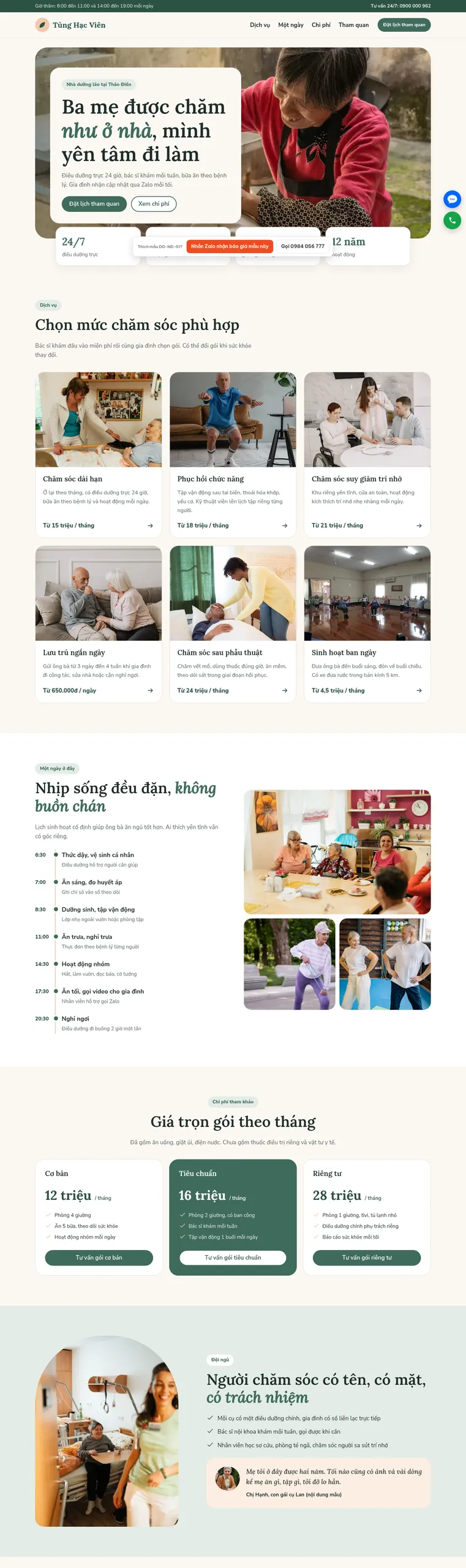 Mẫu website Mẫu website viện dưỡng lão Tùng Hạc Viên