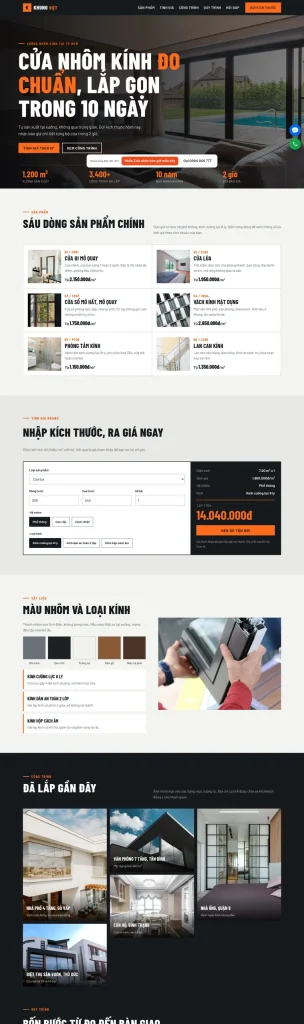 Mẫu website Mẫu website cửa nhôm kính Khung Việt Nhôm Kính