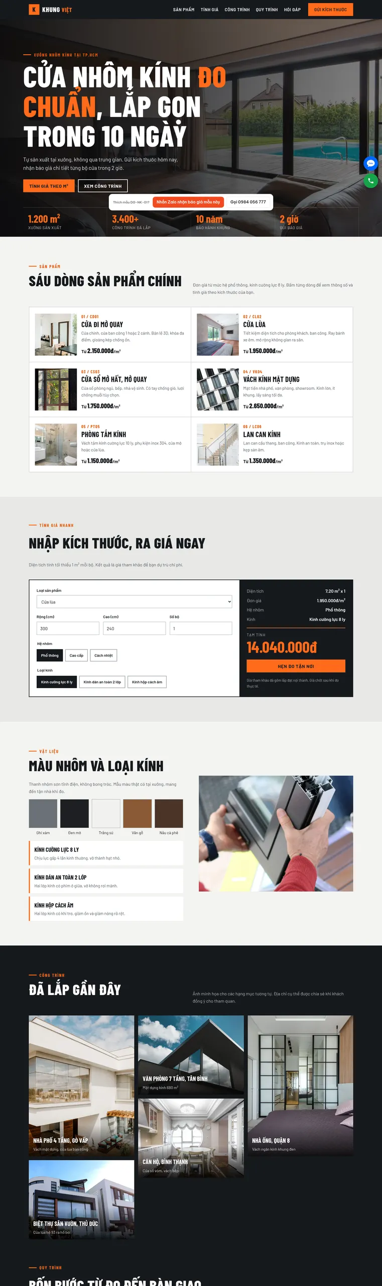 Mẫu website cửa nhôm kính Khung Việt Nhôm Kính