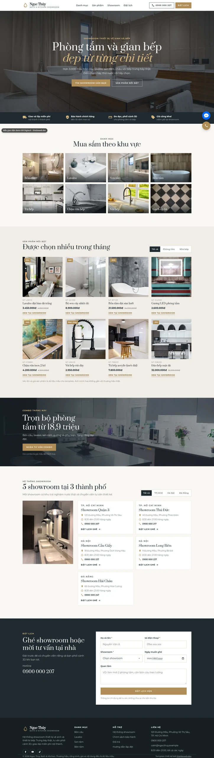 Mẫu website showroom thiết bị vệ sinh Ngọc Thủy