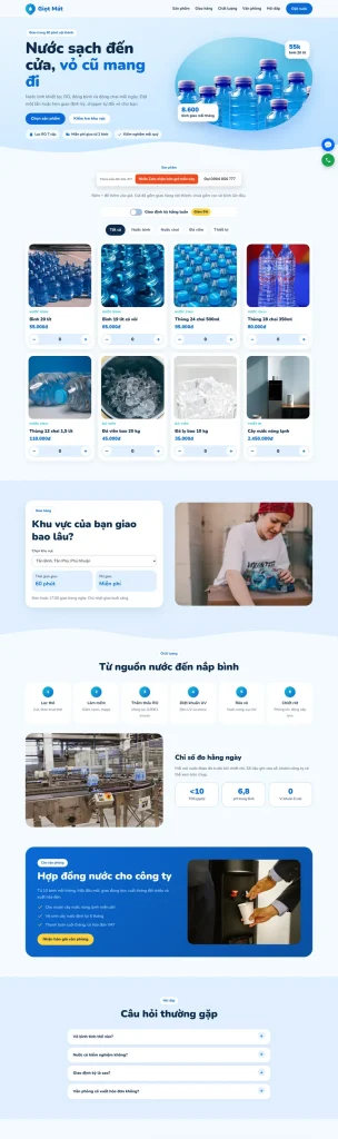 Mẫu website Mẫu website giao nước bình Giọt Mát