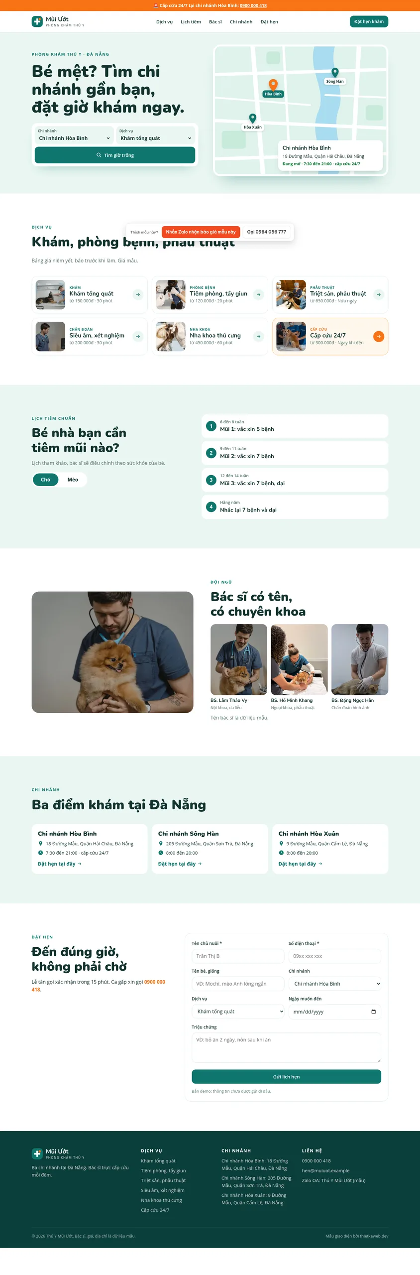 Mẫu website phòng khám thú y Thú Y Mũi Ướt