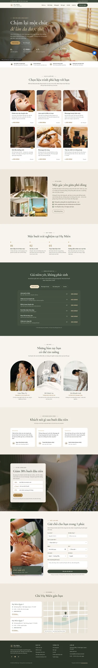 Mẫu website spa Hạ Miên