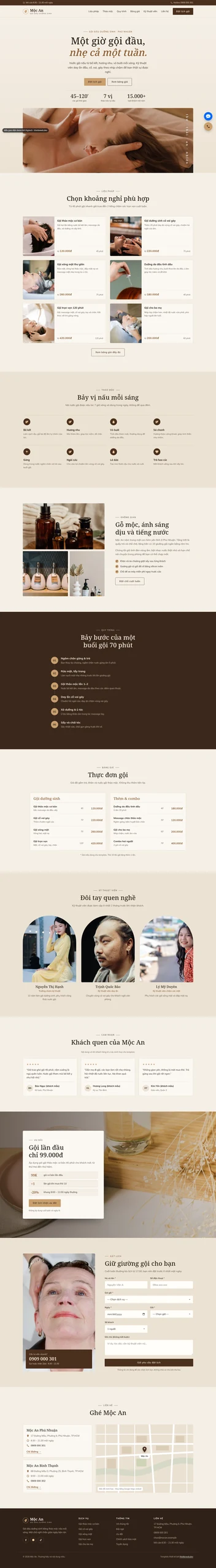 Mẫu website gội đầu dưỡng sinh Mộc An