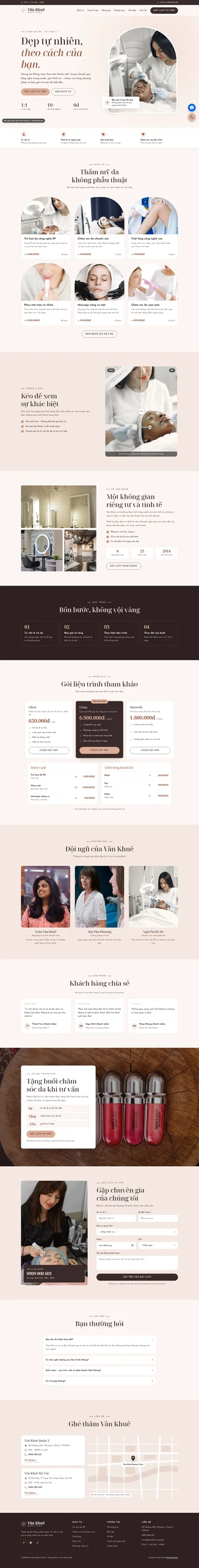 Mẫu website thẩm mỹ viện Vân Khuê