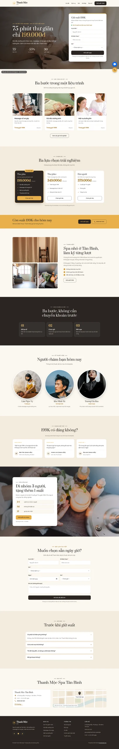 Mẫu landing page spa Thanh Mộc