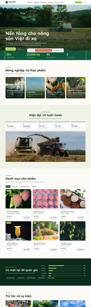 Mẫu website Mẫu website tập đoàn nông nghiệp Đồng Xanh Agri