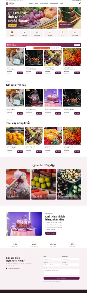 Mẫu website Mẫu website giỏ quà trái cây Giỏ Mận