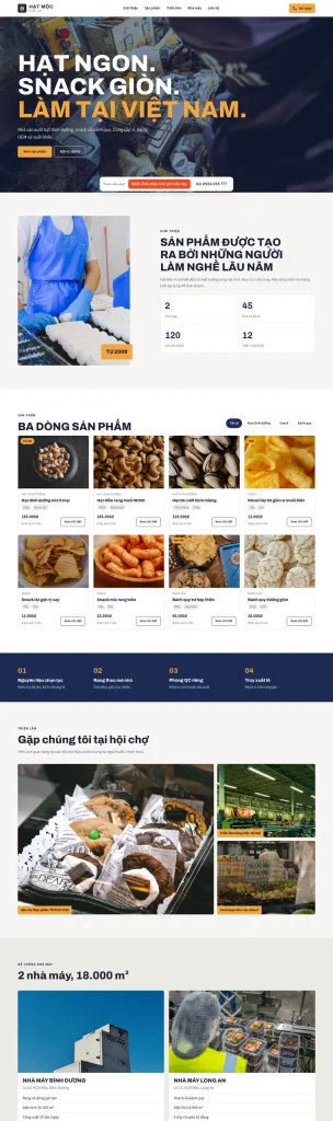 Mẫu website Mẫu website nhà sản xuất thực phẩm Hạt Mộc Food