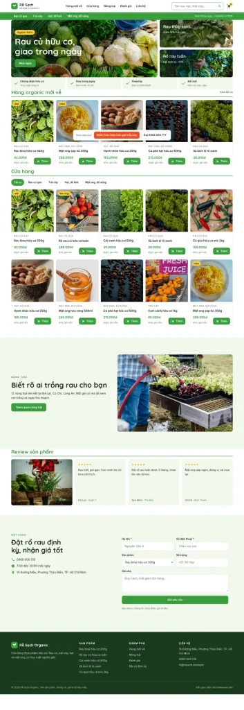 Mẫu website Mẫu website thực phẩm hữu cơ Rễ Sạch Organic