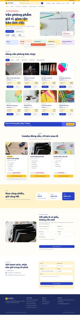 Mẫu website Mẫu website văn phòng phẩm giá sỉ Kẹp Vàng