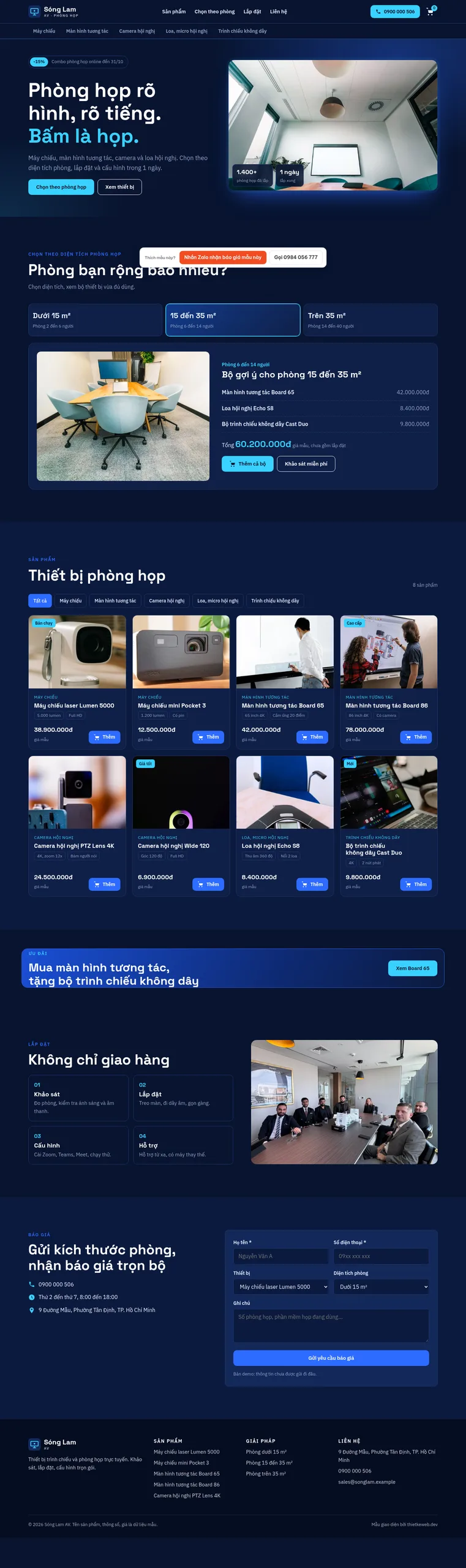 Mẫu website thiết bị phòng họp Sóng Lam AV