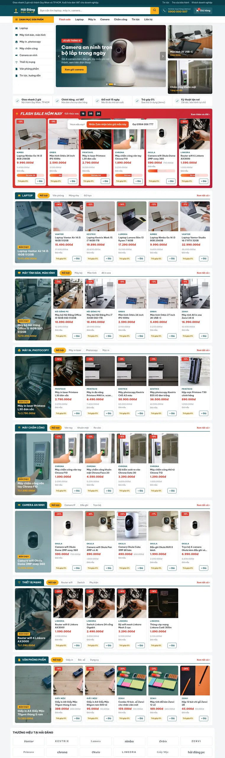 Mẫu website siêu thị máy tính Hải Đăng