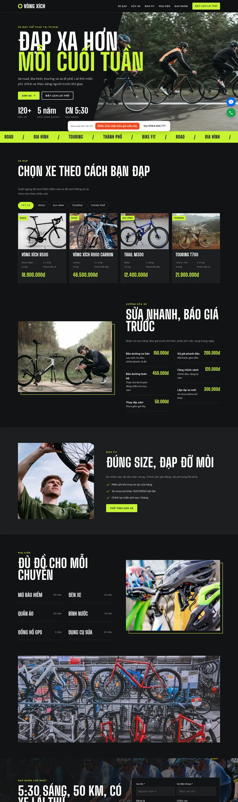 Mẫu website Mẫu website cửa hàng xe đạp Vòng Xích Bike Store