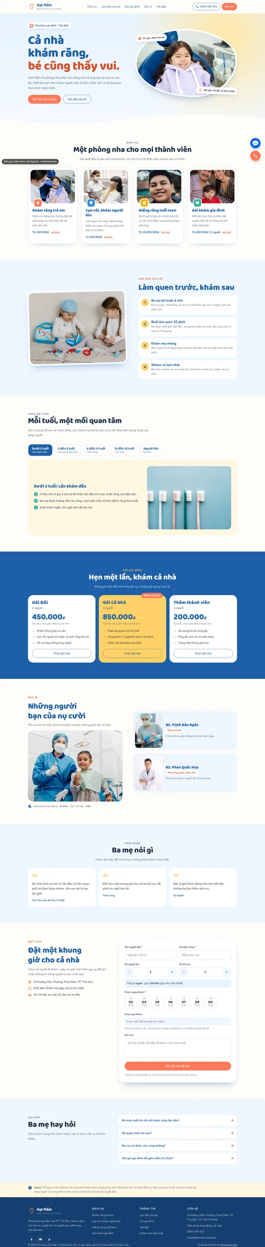 Mẫu website nha khoa gia đình Hạt Mầm