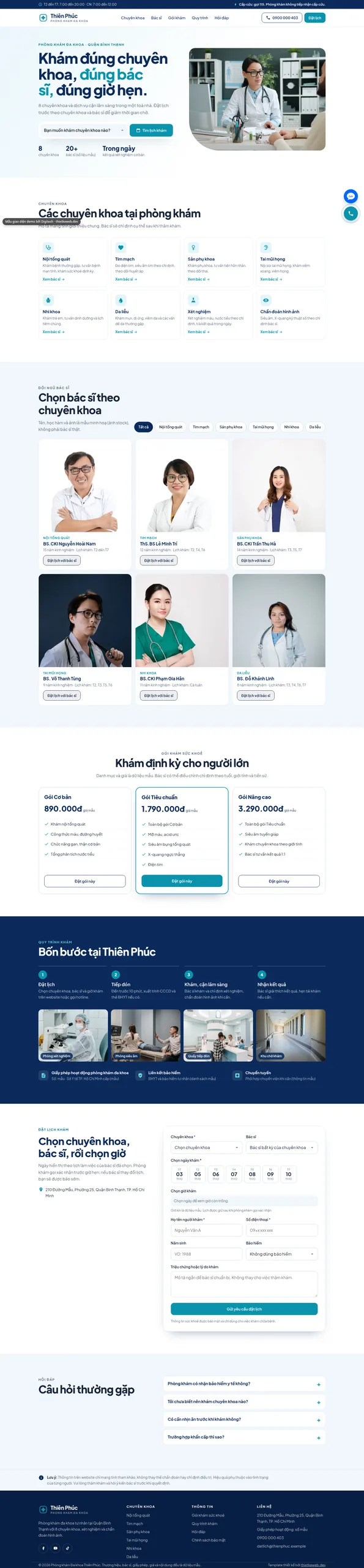 Mẫu website phòng khám đa khoa Thiên Phúc